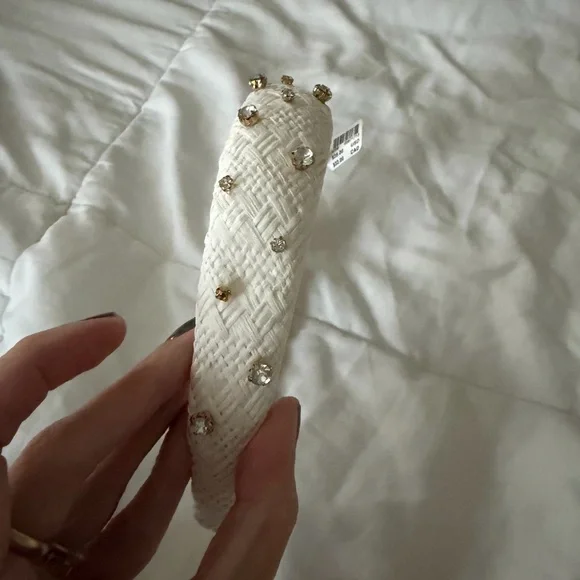 Anthropologie White and Gold Crystal Headband - Picture 6 of 6